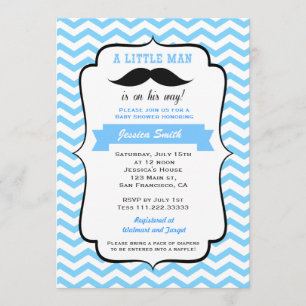 Moustache Little Man Baby Shower Invitation