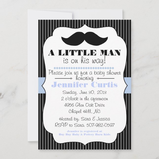 Moustache Little Man Baby Shower Invitation (Front)