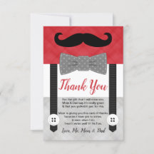moustache little man red grey boy baby shower