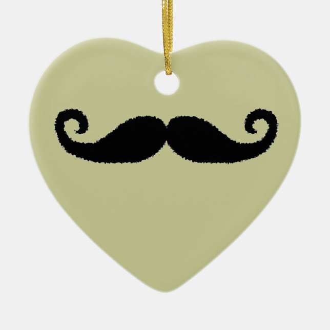 Moustache Love Ceramic Ornament (Front)