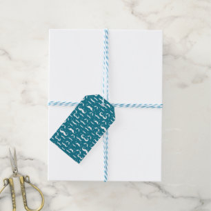 Moustache Mania: A Playful Teal Pattern Gift Tags