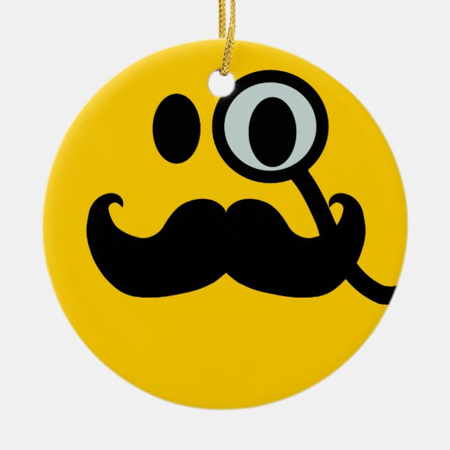 Moustache monocle ceramic ornament (Front)
