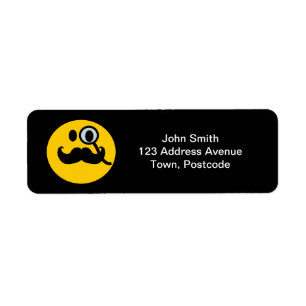 Moustache monocle return address label