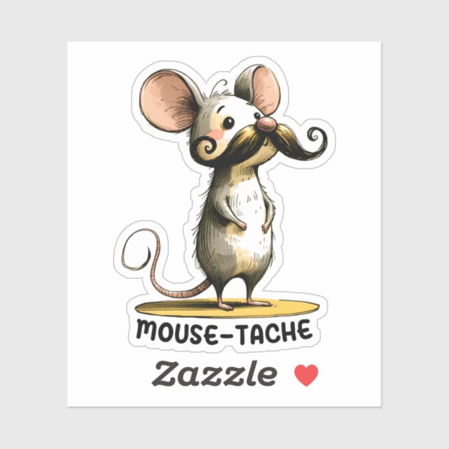 Moustache Mouse - Punny Cartoon Sticker (Sheet)