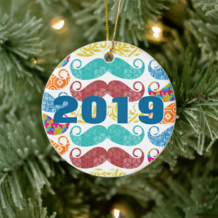 Moustache  Mr. Hipster Lil Man Baby Ceramic Tree Decoration