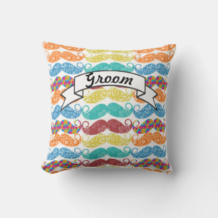 Moustache Mr. Hipster Vintage Retro Groom Cushion
