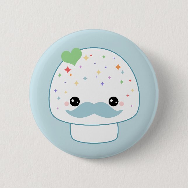 Moustache Mushroom 6 Cm Round Badge (Front)
