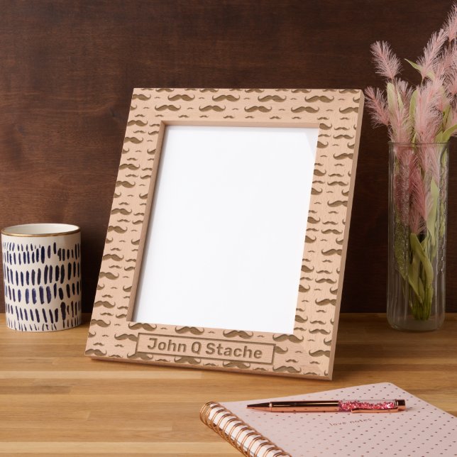Moustache Name Template Etched Frames (Left)