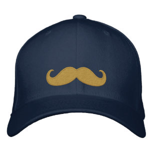Moustache Navy Embroidered Hat