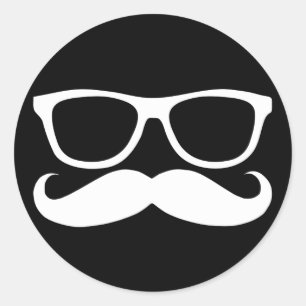 Moustache Nerd Classic Round Sticker