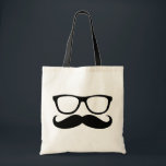 Moustache Nerd Tote Bag<br><div class="desc">The trendy moustache with thick black glasses.</div>