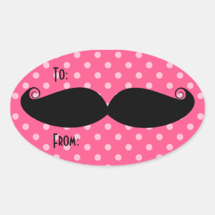 Moustache Oval Stickers