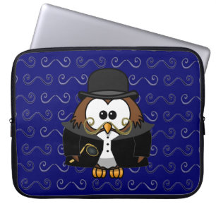 moustache owl laptop sleeve