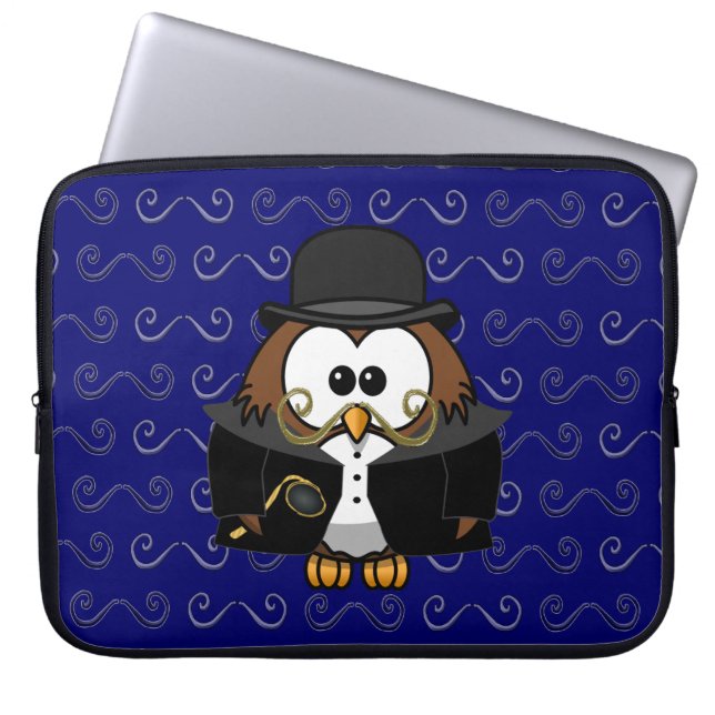 moustache owl laptop sleeve (Front)