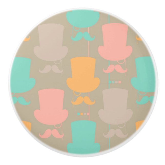 Moustache pattern 2 ceramic knob (Front)