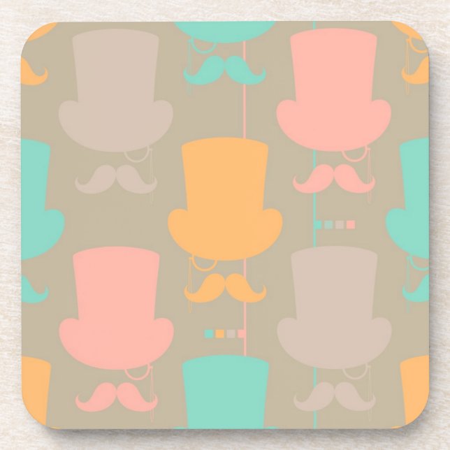 Moustache pattern 2 coaster (Front)