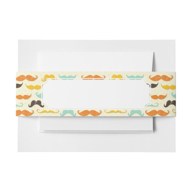 Moustache pattern 3 invitation belly band (Front Example)