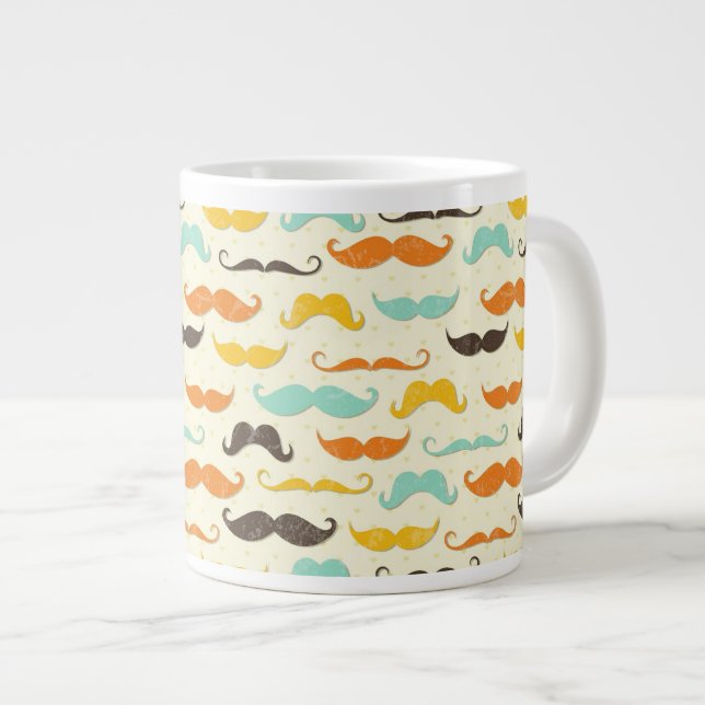 Moustache pattern 3 large coffee mug (Front Right)