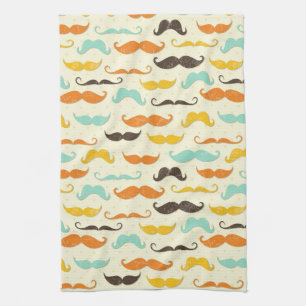 Moustache pattern 3 tea towel