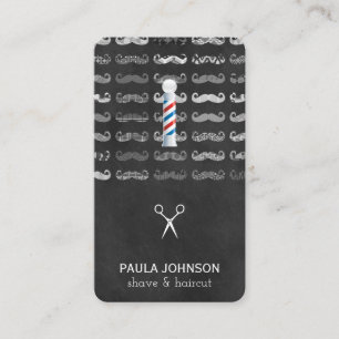 Moustache Pattern Barber Pole Business Card