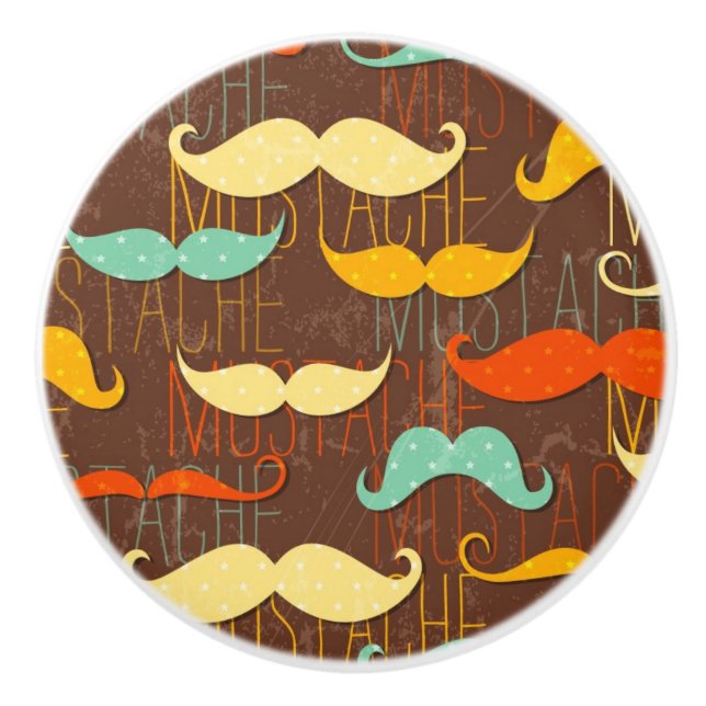 Moustache pattern ceramic knob (Front)