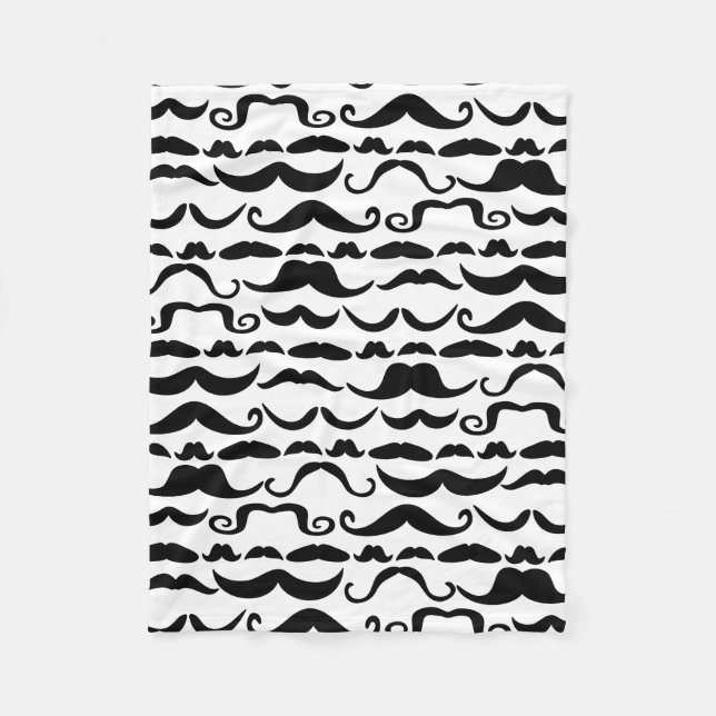 Moustache Pattern Fleece Blanket (Front)
