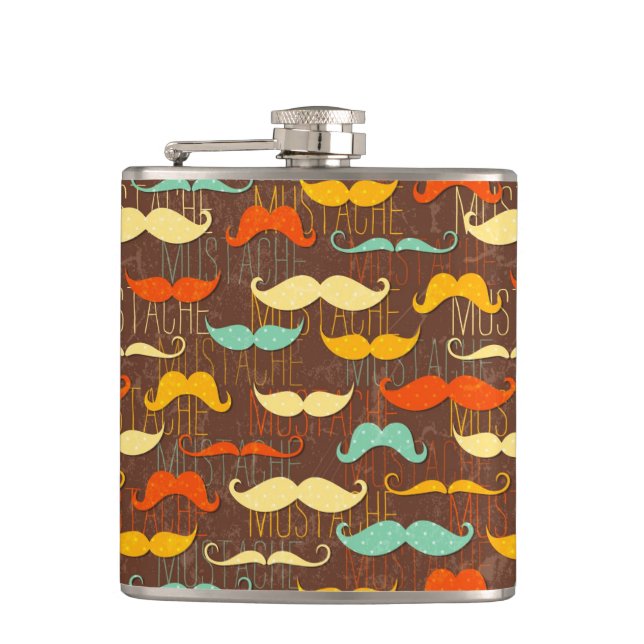 Moustache pattern hip flask (Front)