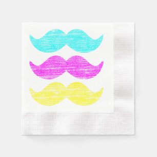Moustache Pattern in CMY Halftone Colours Napkin