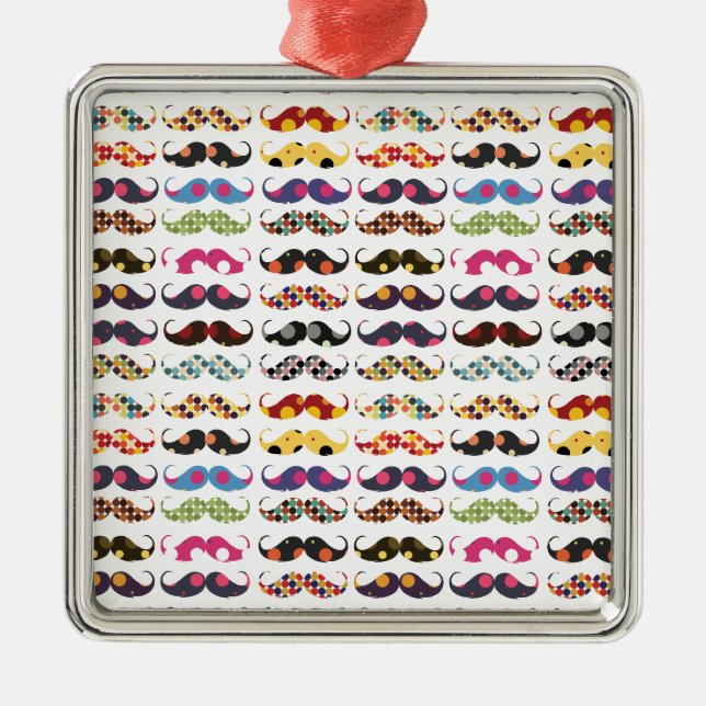 Moustache pattern is cute metal ornament (Front)