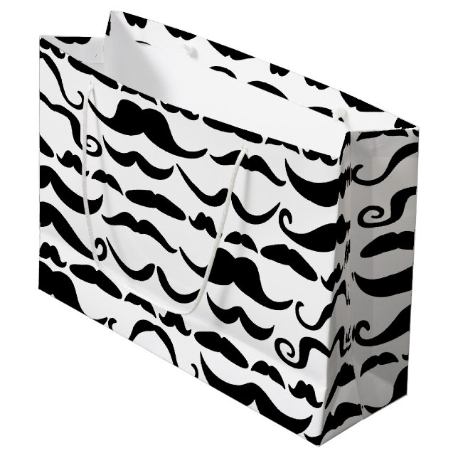 Moustache Pattern Large Gift Bag (Front Angled)