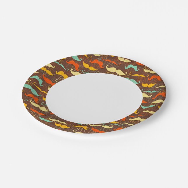 Moustache pattern paper plate (Angled)