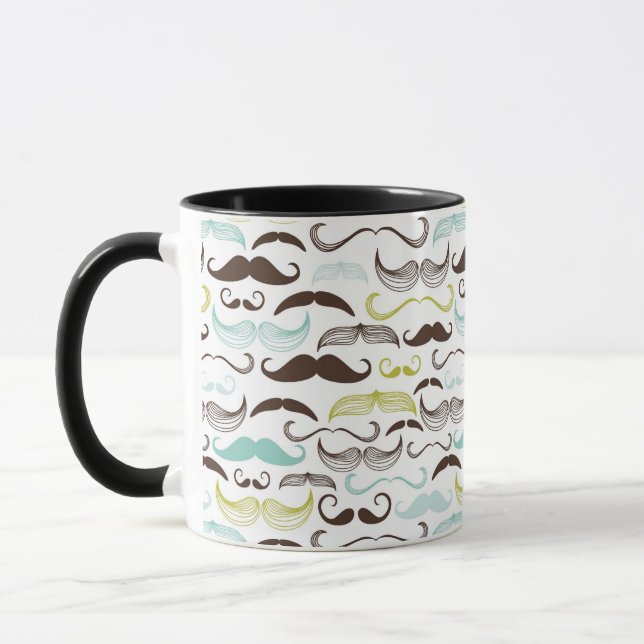 Moustache pattern, retro style 2 mug (Left)