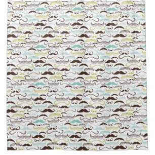Moustache pattern, retro style 2 shower curtain