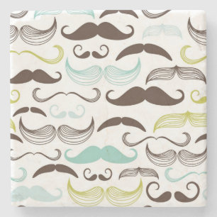 Moustache pattern, retro style 2 stone coaster