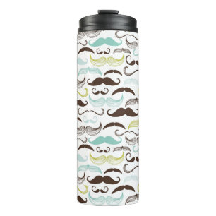 Moustache pattern, retro style 2 thermal tumbler