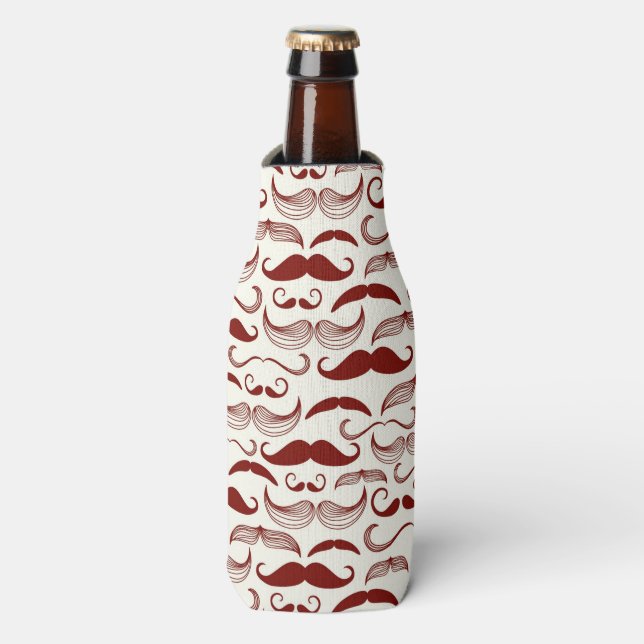 Moustache pattern, retro style 3 bottle cooler (Bottle Front)