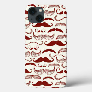 Moustache pattern, retro style 3 iPhone 13 case