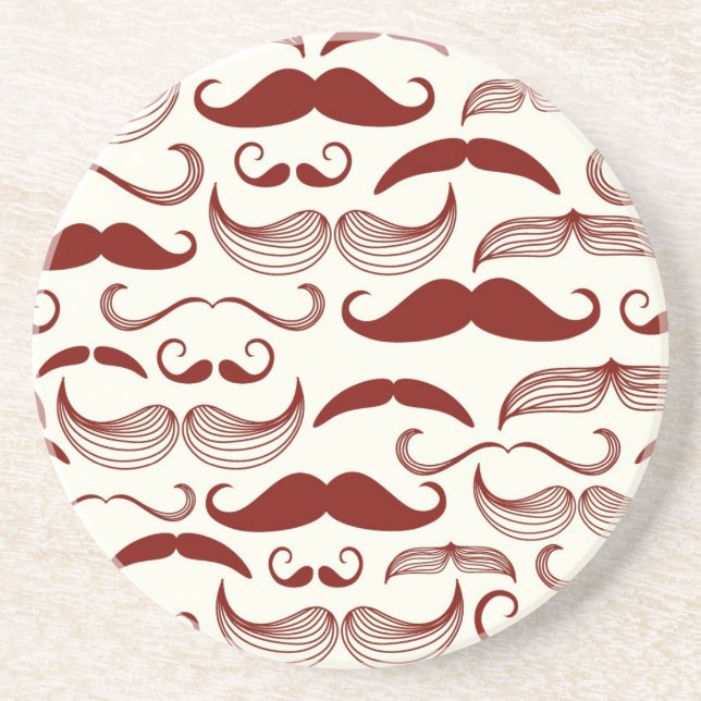Moustache pattern, retro style 3 coaster (Front)
