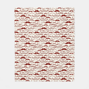 Moustache pattern, retro style 3 fleece blanket