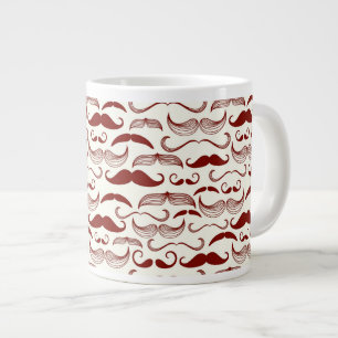 Moustache pattern, retro style 3 large coffee mug