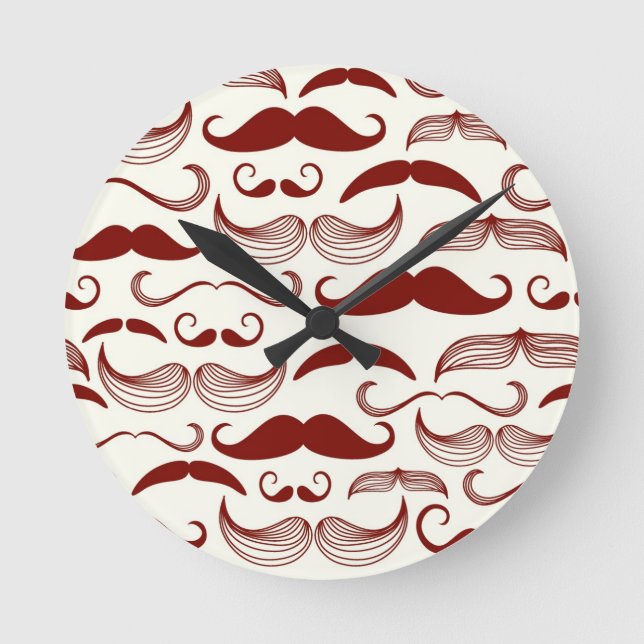 Moustache pattern, retro style 3 round clock (Front)