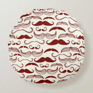 Moustache pattern, retro style 3 round cushion