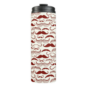 Moustache pattern, retro style 3 thermal tumbler