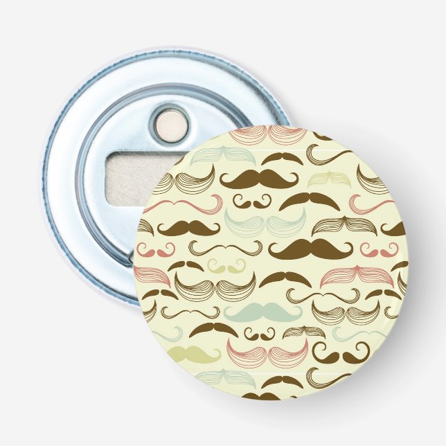 Moustache pattern, retro style 4 bottle opener (Front)