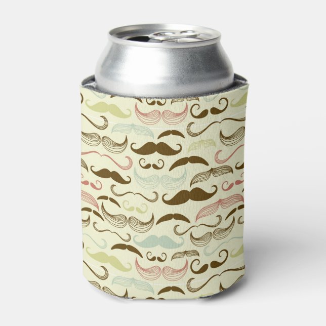 Moustache pattern, retro style 4 can cooler (Can Front)