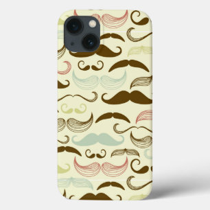 Moustache pattern, retro style 4 iPhone 13 case