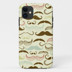 Moustache pattern, retro style 4 iPhone 11 case