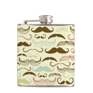 Moustache pattern, retro style 4 hip flask