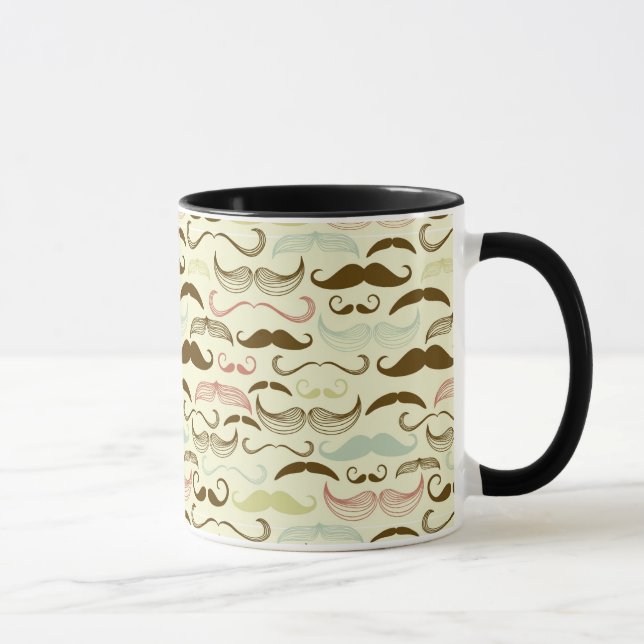 Moustache pattern, retro style 4 mug (Right)