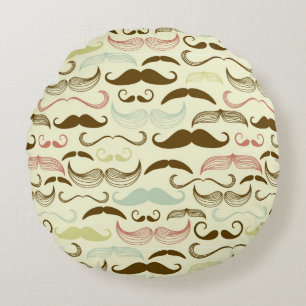 Moustache pattern, retro style 4 round cushion